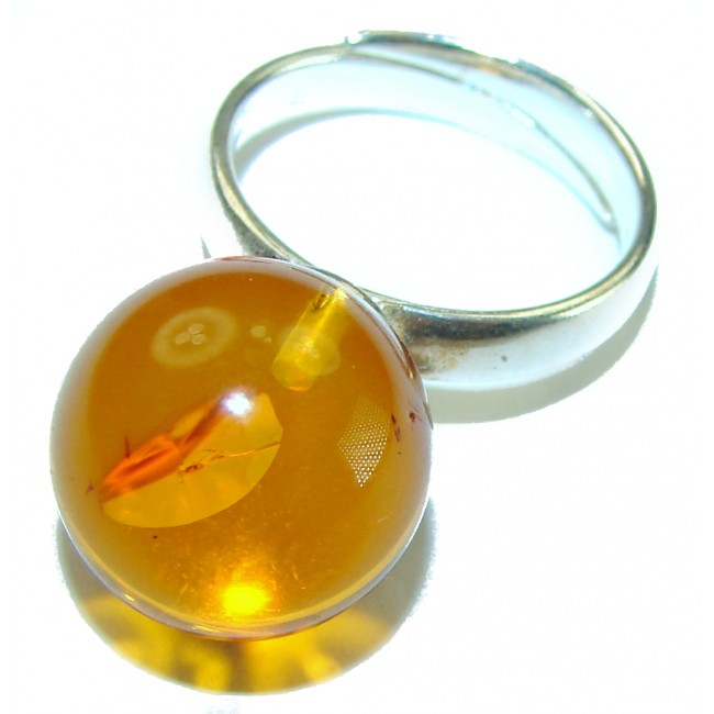 Beauty of the Sea natural Baltic Amber .925 Sterling Silver handcrafted ring; s. 5 1/4