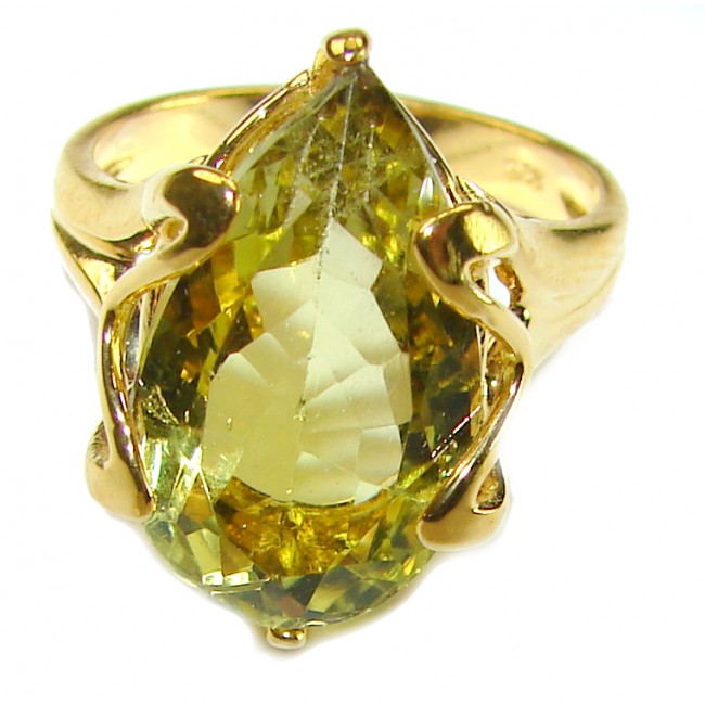 8.8 carat Genuine Lemon Quartz 14K Gold over .925 Sterling Silver handcrafted ring size 6 1/4 - photo 2