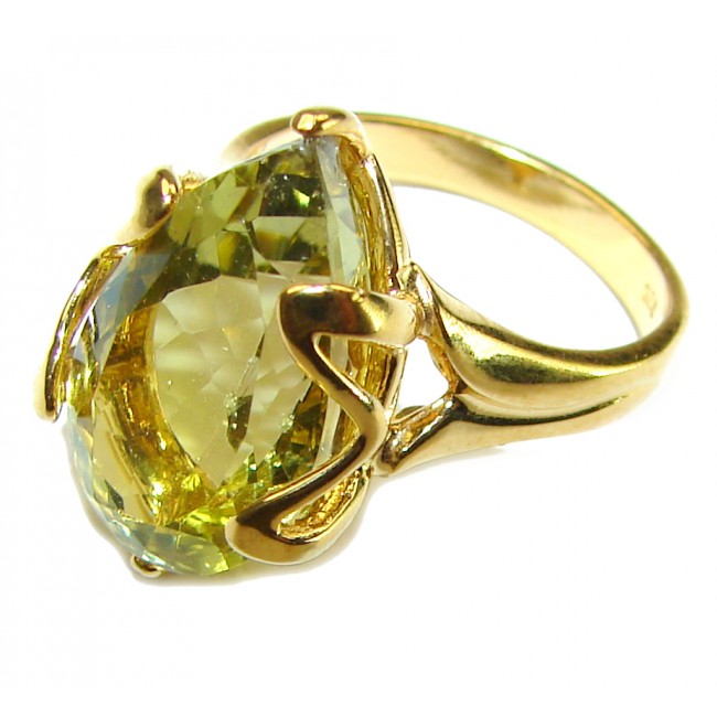 8.8 carat Genuine Lemon Quartz 14K Gold over .925 Sterling Silver handcrafted ring size 6 1/4 - photo 1