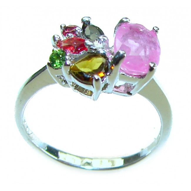 Red Extravaganza Authentic 2.3 carat Ruby .925 Sterling Silver handmade Cocktail Ring s. 5 1/4