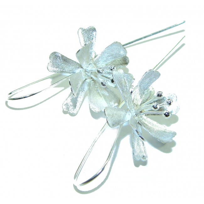 Silver Flowers Italy made .925 Sterling Silver Earrings - photo 2