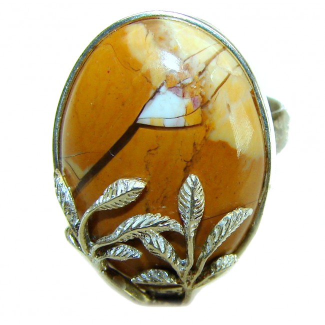 Flawless Australian Bracciated Mookaite .925 Sterling Silver Ring size 8
