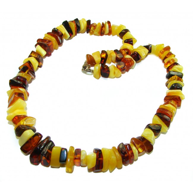 Dazzling vintage natural Baltic Amber butterscotch .925 Sterling Silver handcrafted Large necklace - photo 3