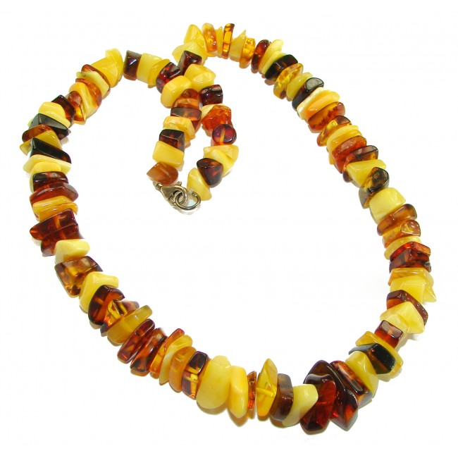 Dazzling vintage natural Baltic Amber butterscotch .925 Sterling Silver handcrafted Large necklace - photo 2
