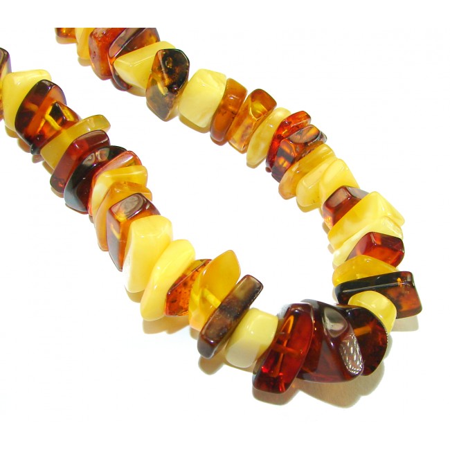Dazzling vintage natural Baltic Amber butterscotch .925 Sterling Silver handcrafted Large necklace - photo 1