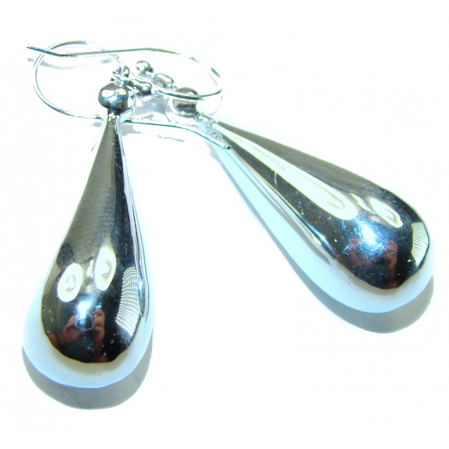 Highly Polished Fancy .925 Sterling Silver Italy made Earrings - photo 3