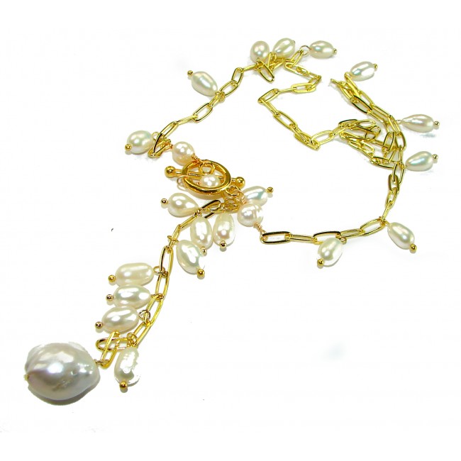 Giovanna - 55.5 carat Natural Mother of pearl 18K Gold over .925 Sterling Silver handcrafted necklace - photo 3