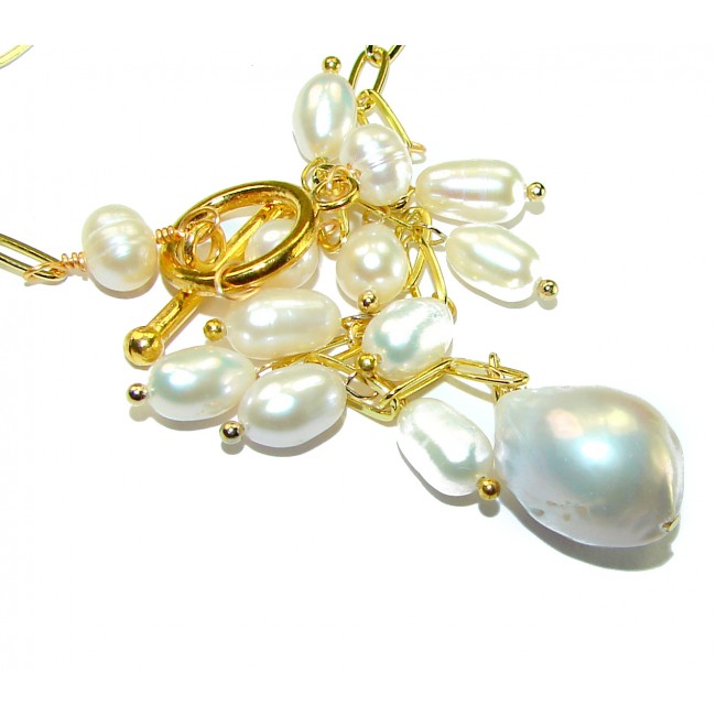 Giovanna - 55.5 carat Natural Mother of pearl 18K Gold over .925 Sterling Silver handcrafted necklace - photo 1