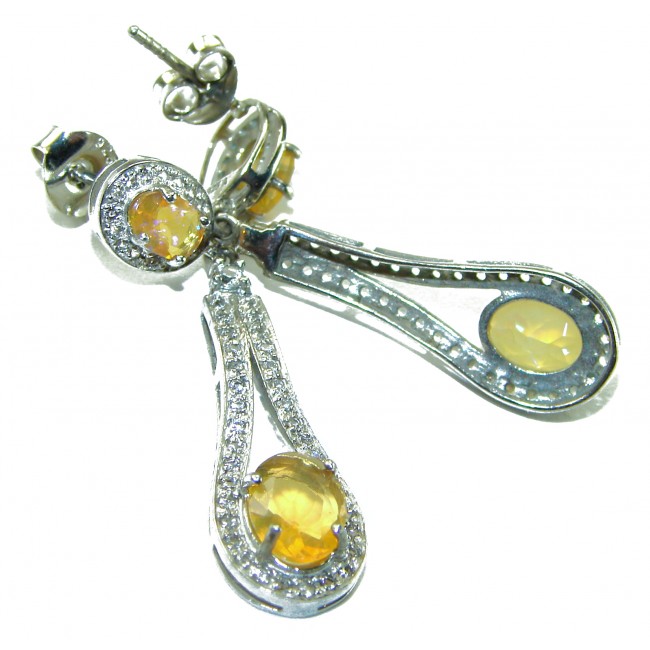 Oval cut 5.5 carat Yellow Sapphire .925 Sterling Silver handcrafted earrings - photo 1