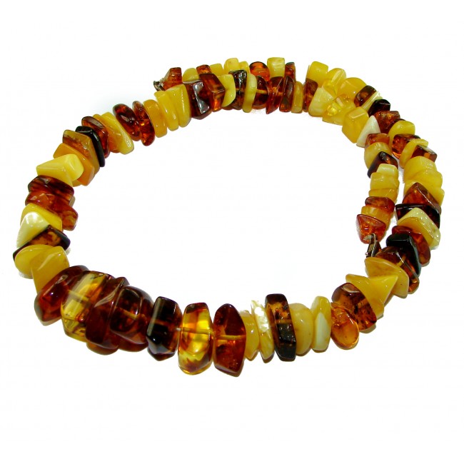 Dazzling vintage natural Baltic Amber butterscotch .925 Sterling Silver handcrafted Large necklace - photo 3