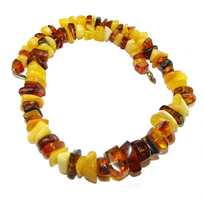 Dazzling vintage natural Baltic Amber butterscotch .925 Sterling Silver handcrafted Large necklace - photo 2