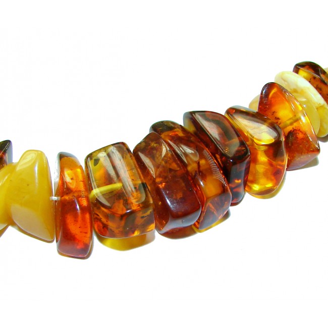 Dazzling vintage natural Baltic Amber butterscotch .925 Sterling Silver handcrafted Large necklace - photo 1