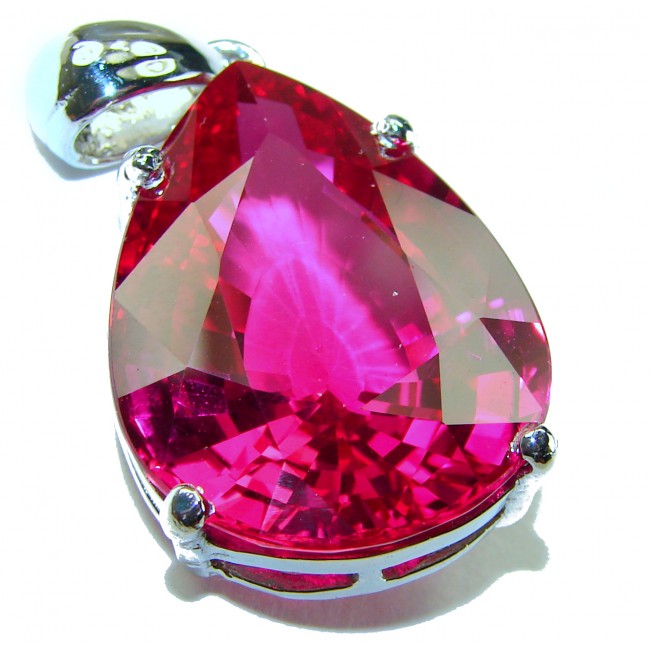 Radiate Luxury 32.5 carat pear cut Pink Sapphire .925 Sterling Silver handcrafted Pendant