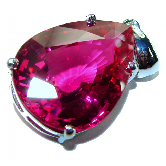 Radiate Luxury 32.5 carat pear cut Pink Sapphire .925 Sterling Silver handcrafted Pendant