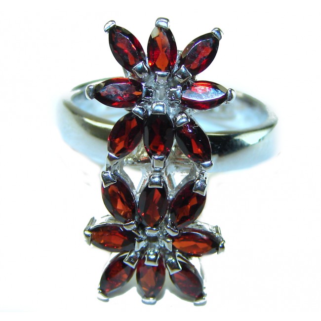 Penelope Authentic 10.5 carat faceted Garnet .925 Sterling Silver handcrafted ring size 8