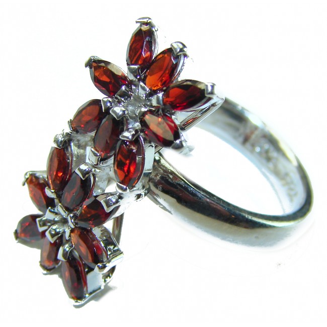 Penelope Authentic 10.5 carat faceted Garnet .925 Sterling Silver handcrafted ring size 8