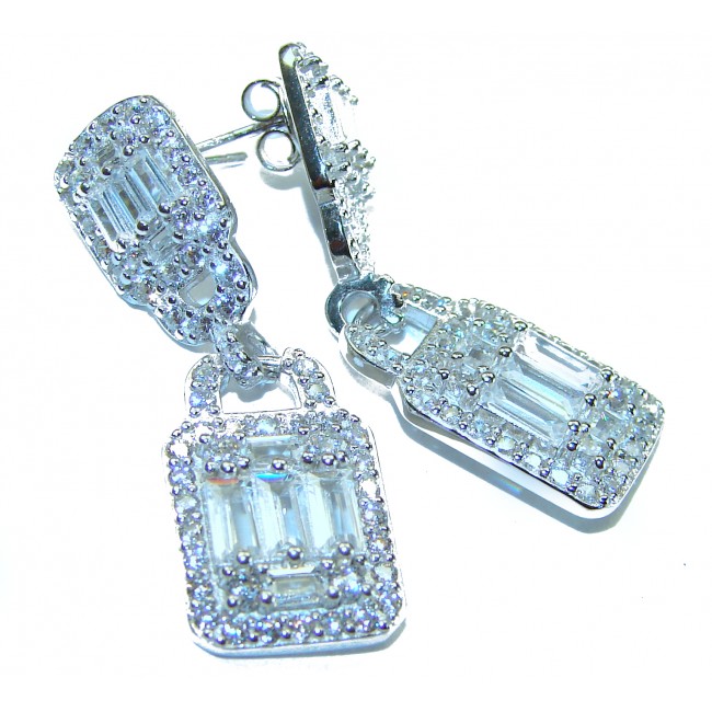 Fabulous 6.8 carat White Topaz .925 Sterling Silver Handcrafted Statement earrings