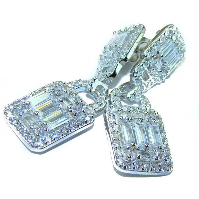 Fabulous 6.8 carat White Topaz .925 Sterling Silver Handcrafted Statement earrings