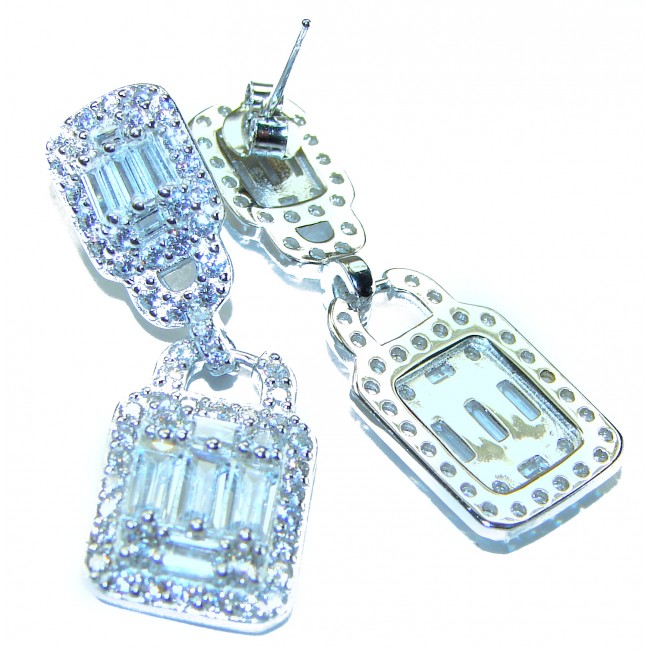 Fabulous 6.8 carat White Topaz .925 Sterling Silver Handcrafted Statement earrings