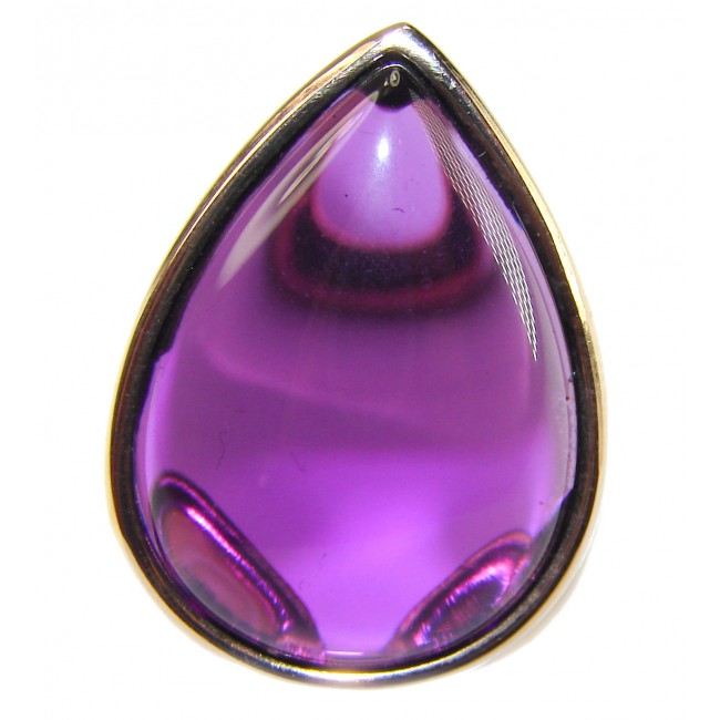 Purple Tear 22.2 carat Amethyst 14K Gold over .925 Sterling Silver Handcrafted Large Ring size 6 3/4