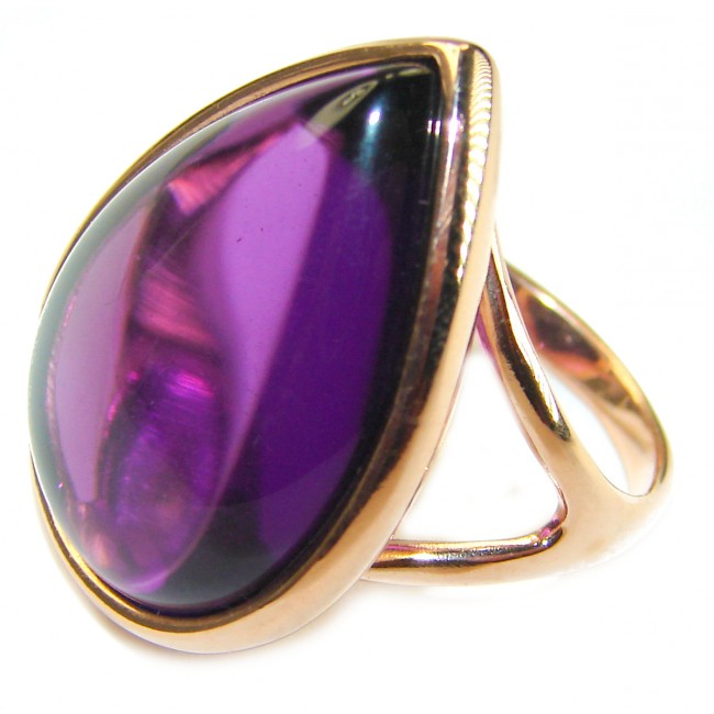 Purple Tear 22.2 carat Amethyst 14K Gold over .925 Sterling Silver Handcrafted Large Ring size 6 3/4