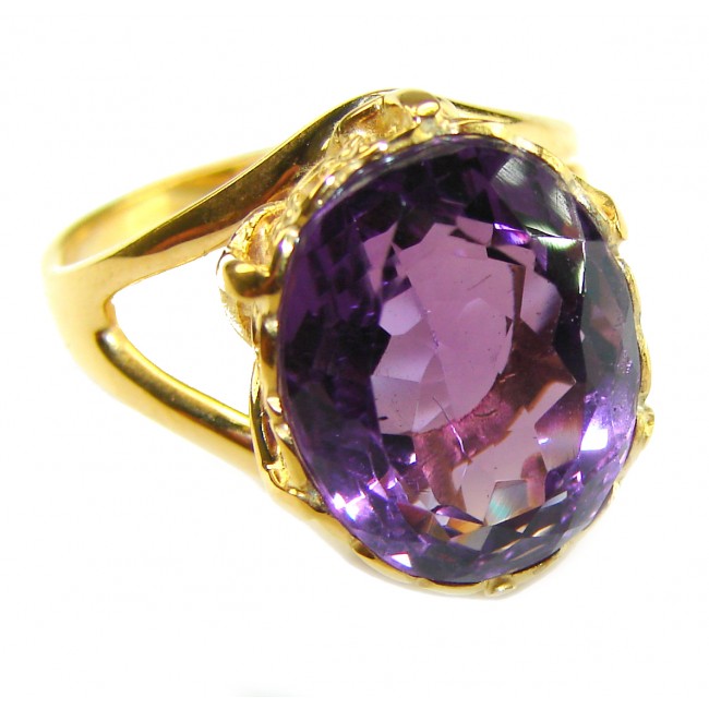 Dramatic design 8.8 carat AUTHENTIC Amethyst 14K ROSE Gold over .925 Sterling Silver Handcrafted Ring size 7 - photo 3