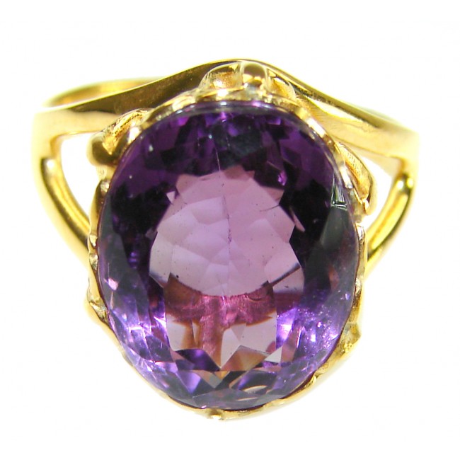 Dramatic design 8.8 carat AUTHENTIC Amethyst 14K ROSE Gold over .925 Sterling Silver Handcrafted Ring size 7 - photo 2