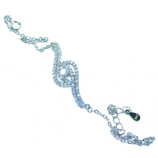 Precious Bow genuine 9.9 carat White Sapphire .925 Sterling Silver handcrafted Bracelet - photo 3