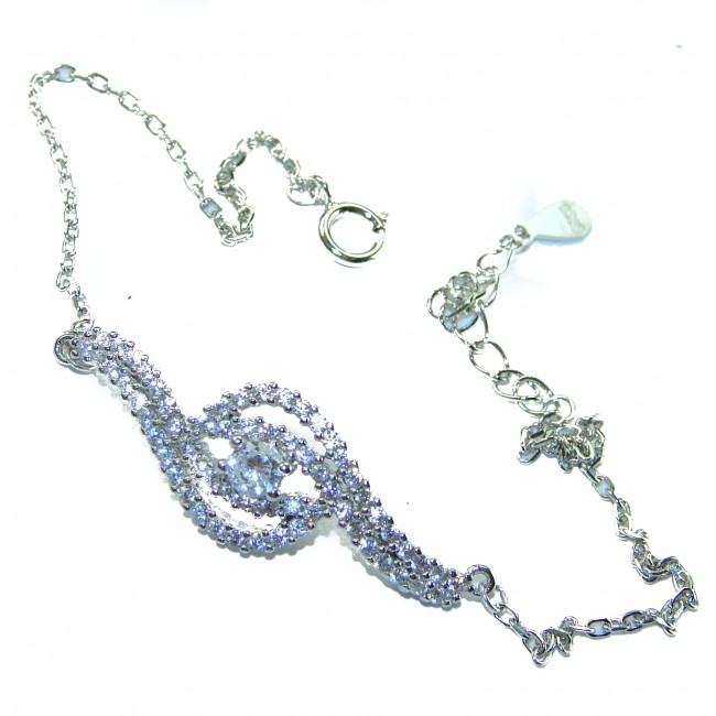 Precious Bow genuine 9.9 carat White Sapphire .925 Sterling Silver handcrafted Bracelet - photo 2