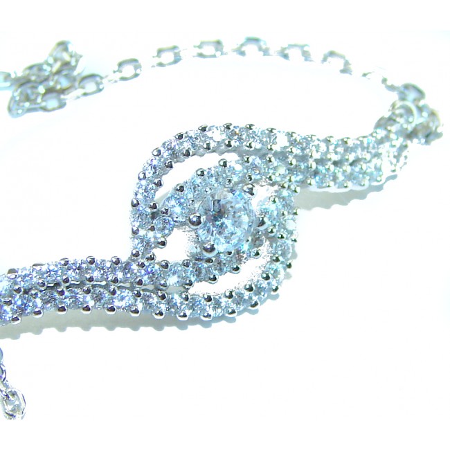 Precious Bow genuine 9.9 carat White Sapphire .925 Sterling Silver handcrafted Bracelet - photo 1