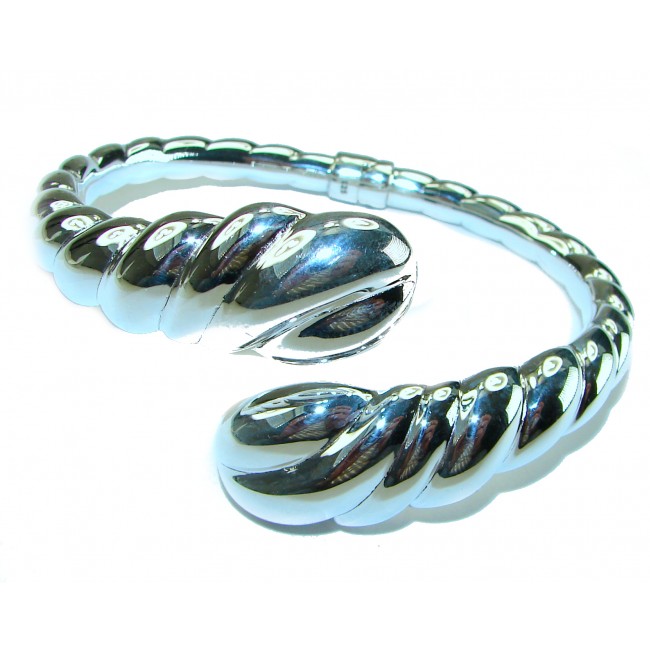 Fancy .925 Sterling Silver handcrafted Statement Italy made Bracelet / Cuff - photo 3