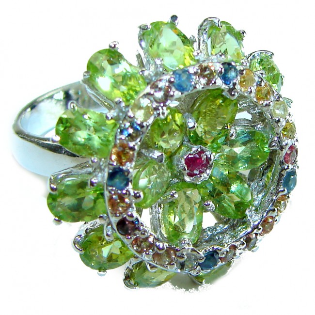 Bianca - Authentic 16.1 carat Peridot .925 Sterling Silver handmade Ring s. 8 1/2