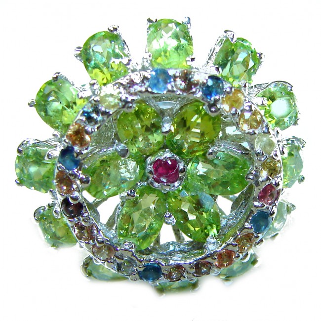 Bianca - Authentic 16.1 carat Peridot .925 Sterling Silver handmade Ring s. 8 1/2