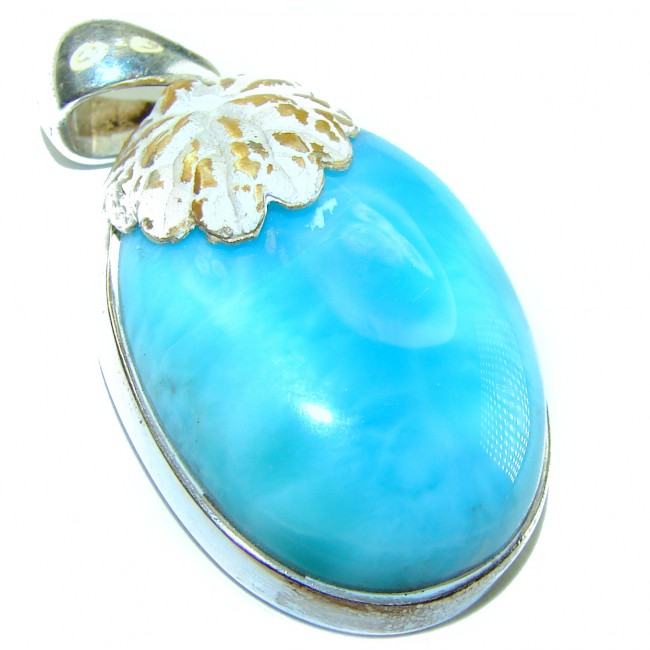 Natural Larimar from Dominican Republic .925 Sterling Silver handcrafted pendant - photo 1