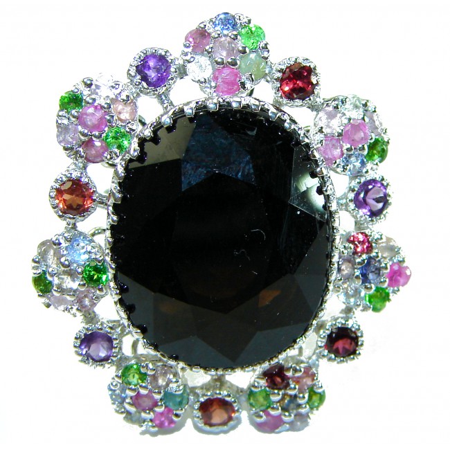 Roxanna - Huge 27.5 carat Black Onyx .925 Sterling Silver handcrafted ring; s. 7 1/4