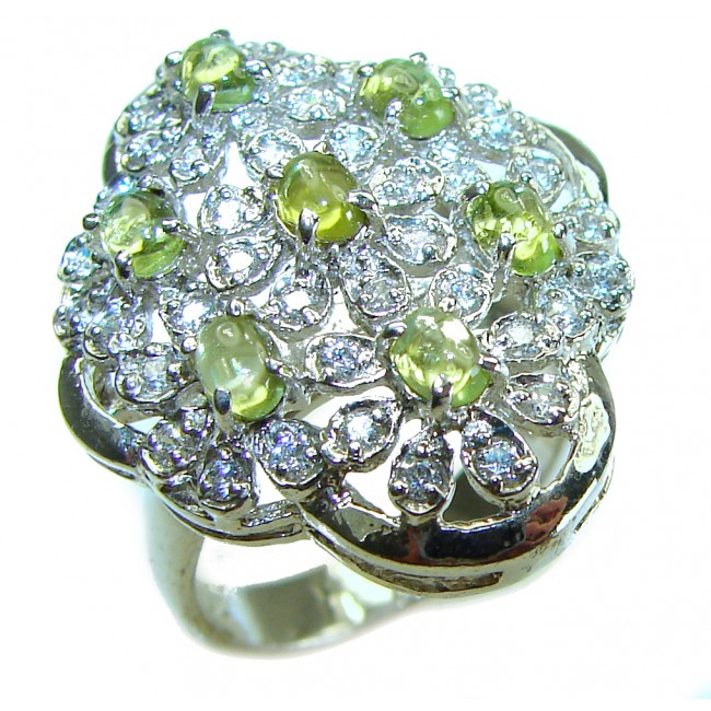 Alessia authentic 11.9 carat Peridot .925 Sterling Silver handmade Ring s. 7 - photo 3