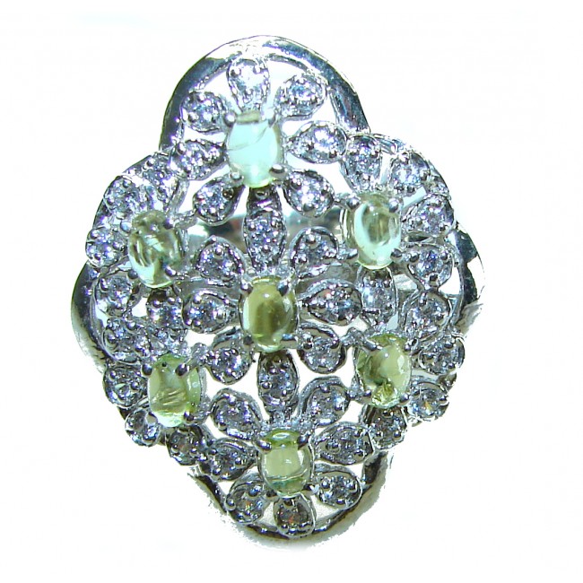 Alessia authentic 11.9 carat Peridot .925 Sterling Silver handmade Ring s. 7 - photo 2