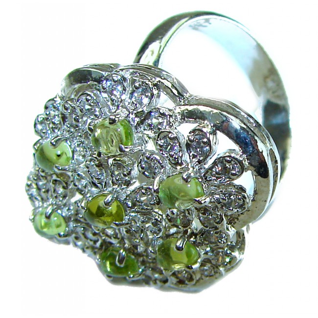Alessia authentic 11.9 carat Peridot .925 Sterling Silver handmade Ring s. 7 - photo 1