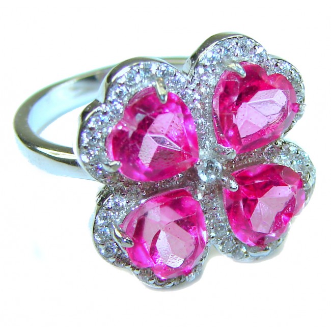 A Spark of Sweetness 8.8 carat Hot Pink Sapphire .925 Sterling Silver handcrafted Cocktail Ring s. 6 - photo 3