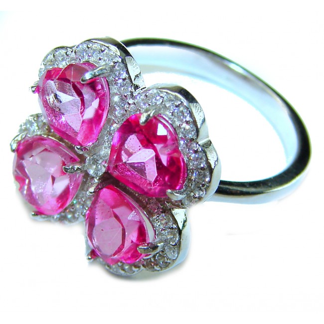 A Spark of Sweetness 8.8 carat Hot Pink Sapphire .925 Sterling Silver handcrafted Cocktail Ring s. 6 - photo 1
