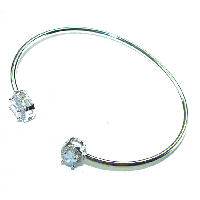 Precious 3.8 carat Natural White Topaz .925 Sterling Silver Bangle bracelet - photo 2