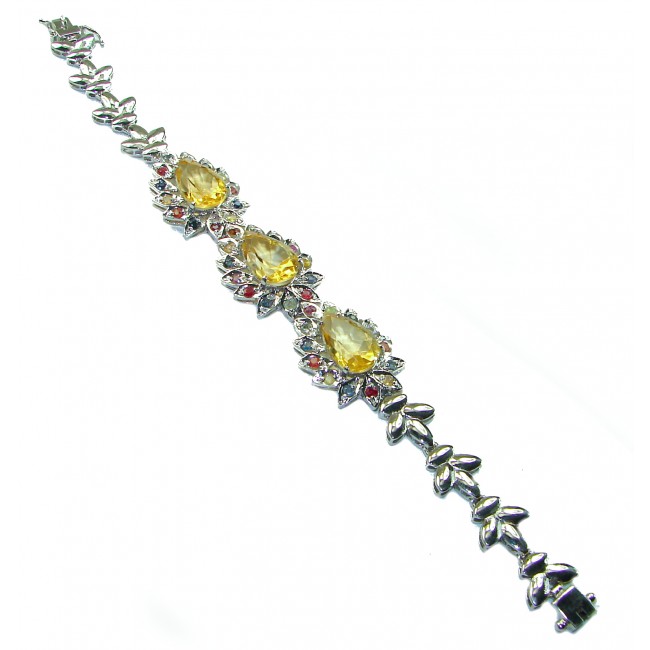 Golden Aura 145.5 carat Authentic Citrine from Madagascar .925 Sterling Silver handcrafted Statement Bracelet