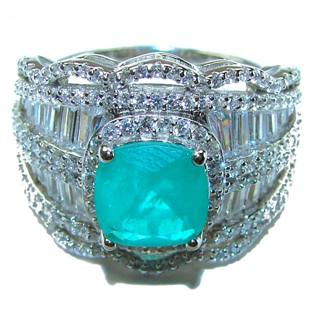 Luxurious oval Cut 4.5 ctw Paraiba Tourmaline .925 Sterling Silver handcrafted Statement Ring size 8