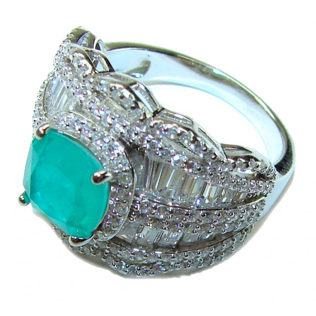Luxurious oval Cut 4.5 ctw Paraiba Tourmaline .925 Sterling Silver handcrafted Statement Ring size 8