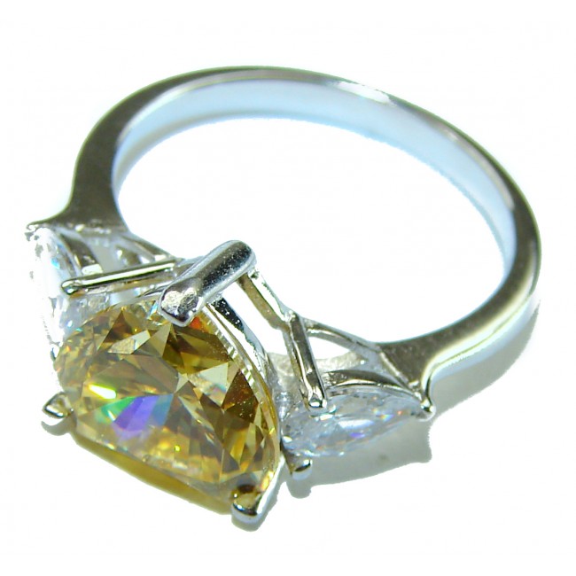 Endless Love 4.5 carat Heart cut Yellow Sapphire .925 Sterling Silver handcrafted ring; s. 7 - photo 1