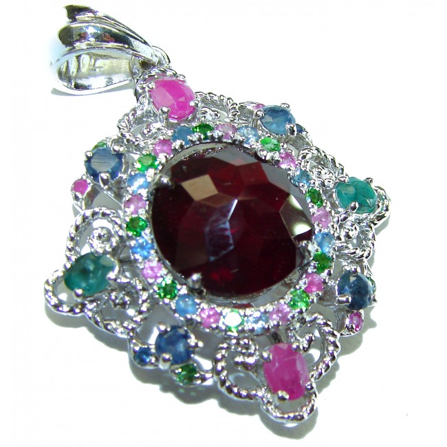 Celtic Spirit authentic 10.5 carat Garnet .925 Sterling Silver handcrafted Statement Pendant