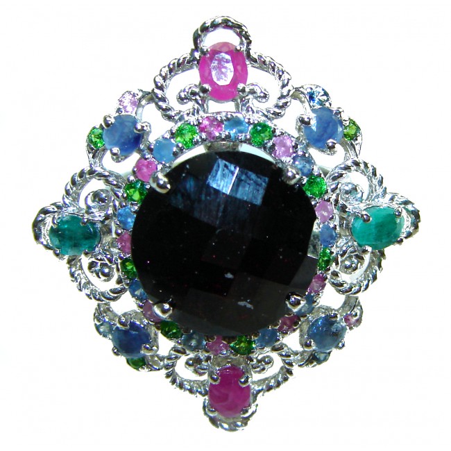 Celtic Spirit authentic 22.5 carat Garnet .925 Sterling Silver handcrafted Statement Ring size 7 1/2