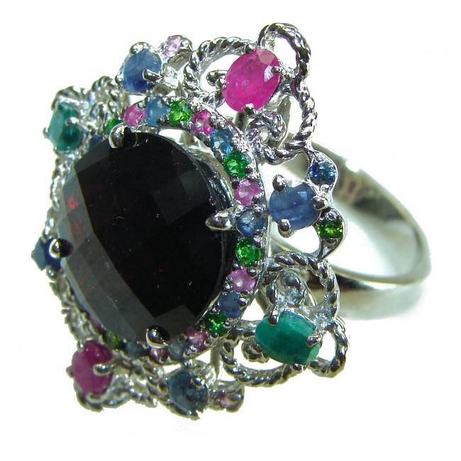 Celtic Spirit authentic 22.5 carat Garnet .925 Sterling Silver handcrafted Statement Ring size 7 1/2