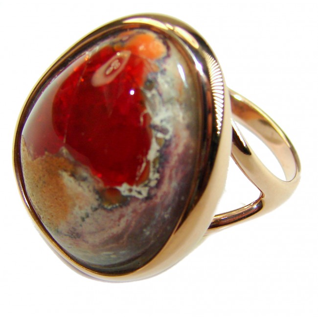 Queen of Fire best quality 22.4 carat Mexican Opal 18K Gold over .925 Sterling Silver handmade ring 8 - photo 1