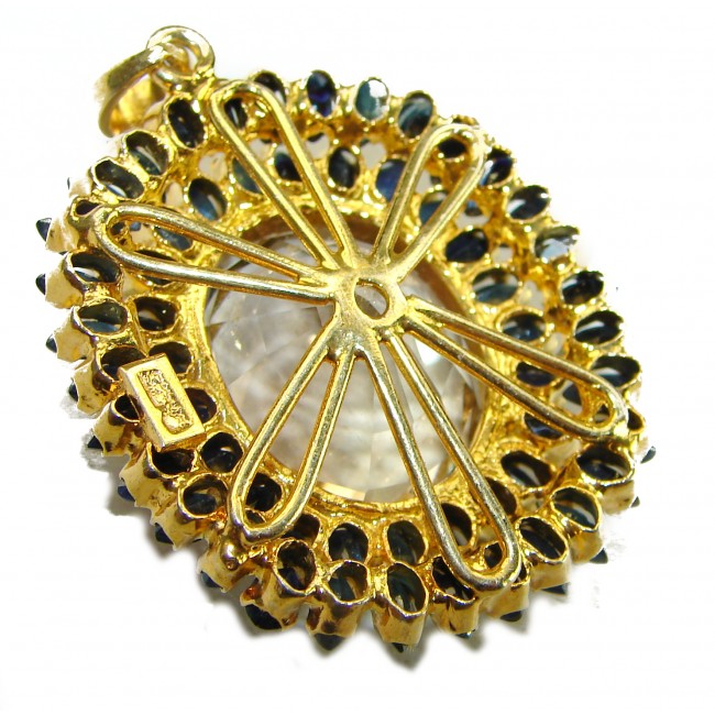 Spectacular 41.2 carat Champagne Topaz Sapphire 14K Gold over .925 Sterling Silver handmade Pendant - photo 2
